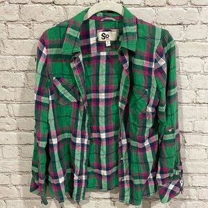 SO Plaid Button Down XL